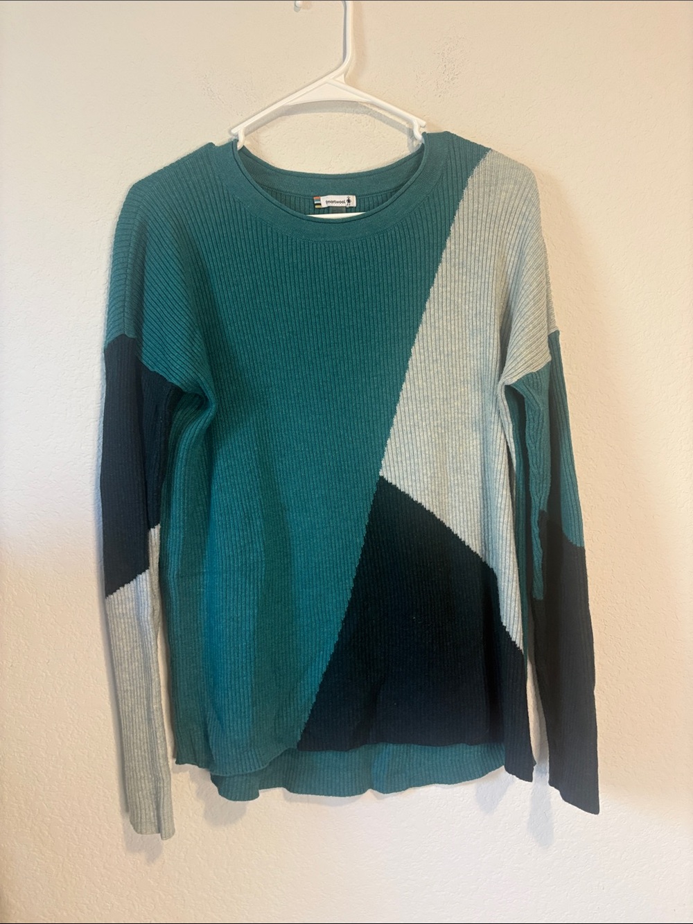 Smartwool Women's Teal, Black & Light Gray Geometric Crewneck Sweater